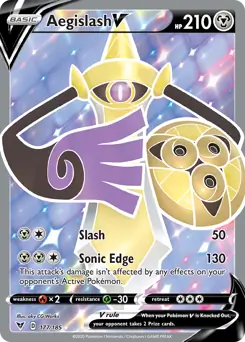 Full Art Aegislash V Pokemon card from Vivid Voltage