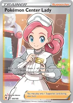 Full Art Pokemon Center Lady Pokemon card from Vivid Voltage