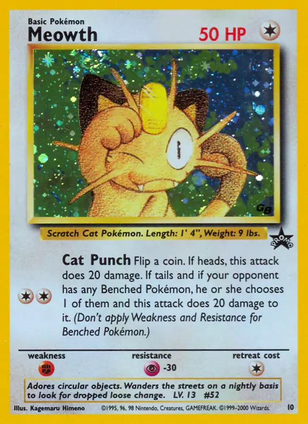 Meowth Pokemon card from WOTC Promo