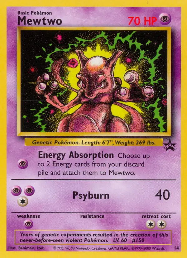 Mewtwo Pokemon card from WOTC Promo