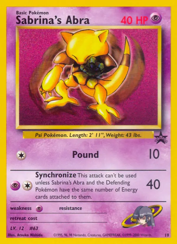 Sabrina's Abra Pokemon card from WOTC Promo