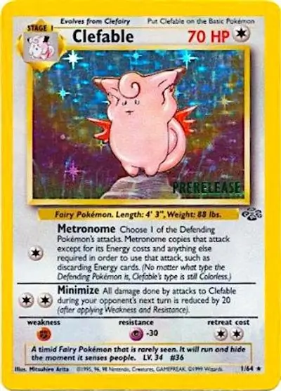 Clefable Prerelease Pokemon card from WOTC Promo