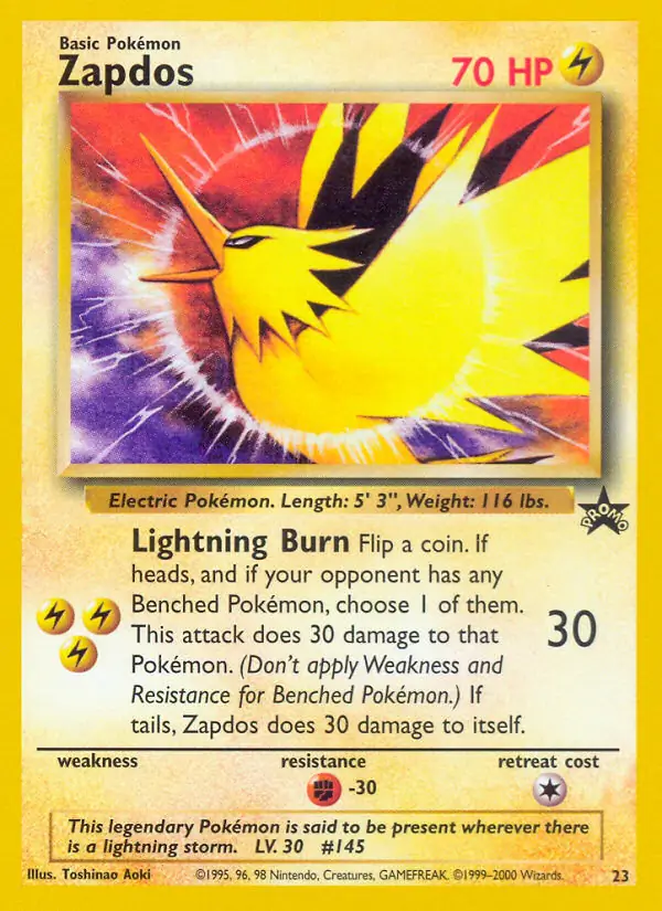 Zapdos Pokemon card from WOTC Promo