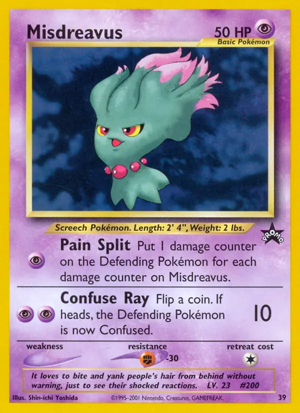 Misdreavus Pokemon card from WOTC Promo