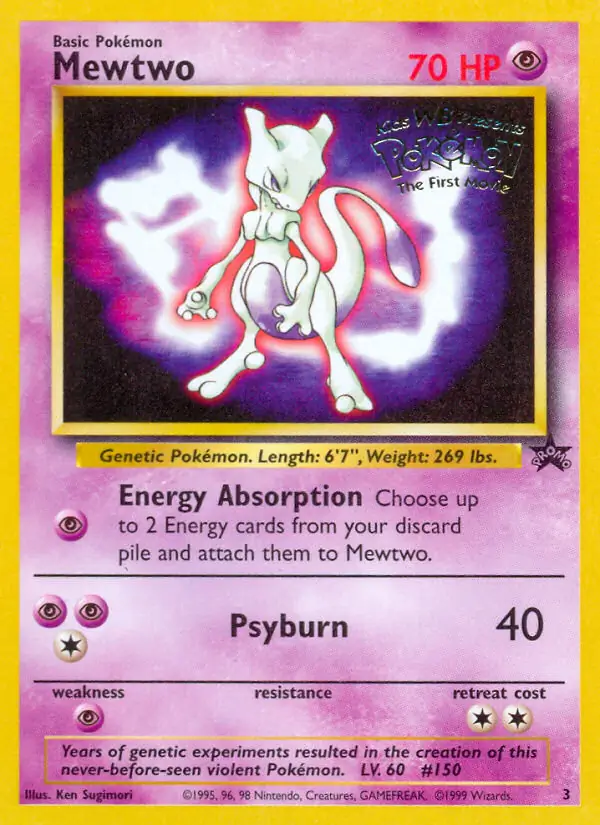 Mewtwo Pokemon card from WOTC Promo