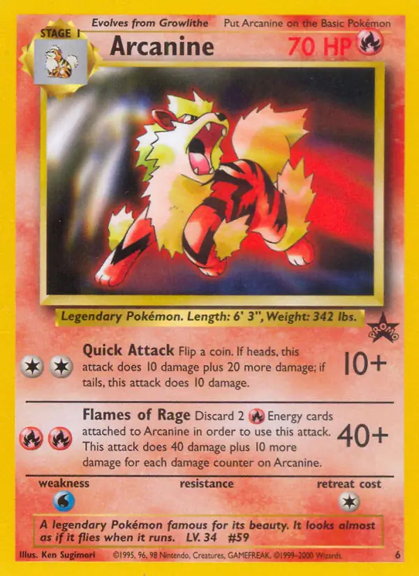 Arcanine Pokemon card from WOTC Promo