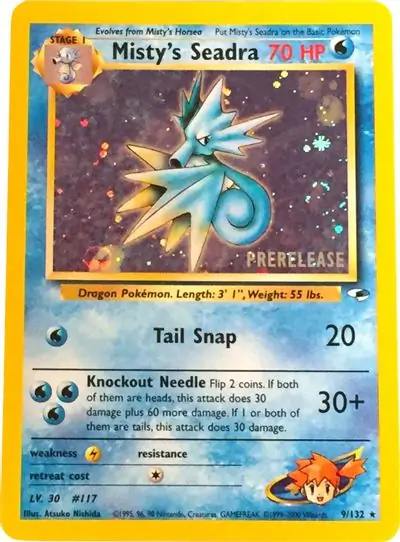 Misty's Seadra Prerelease Pokemon card from WOTC Promo