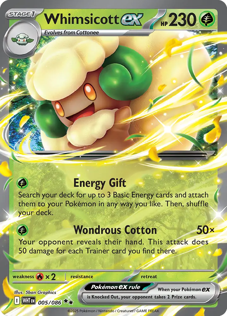 Whimsicott ex Pokemon card from White Flare