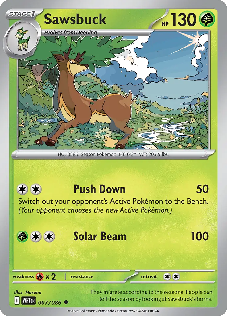 Sawsbuck Pokemon card from White Flare