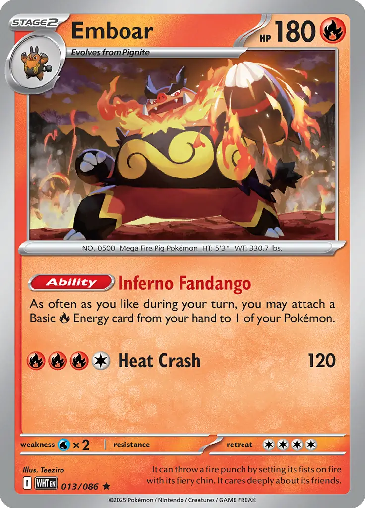 Emboar Pokemon card from White Flare