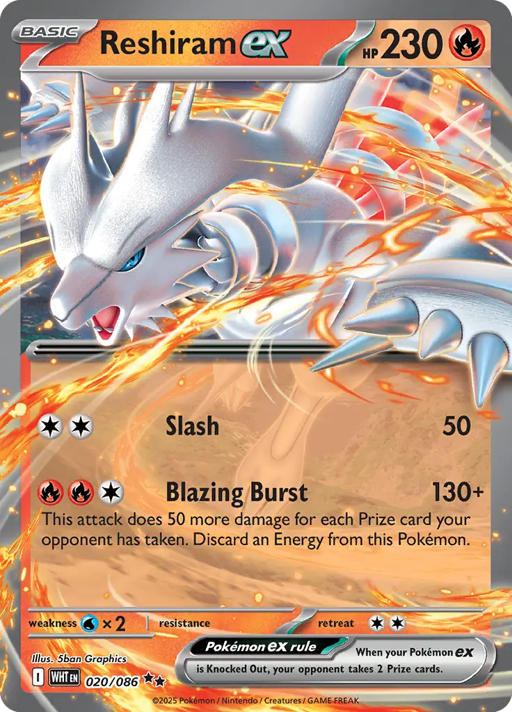 Reshiram ex Pokemon card from White Flare