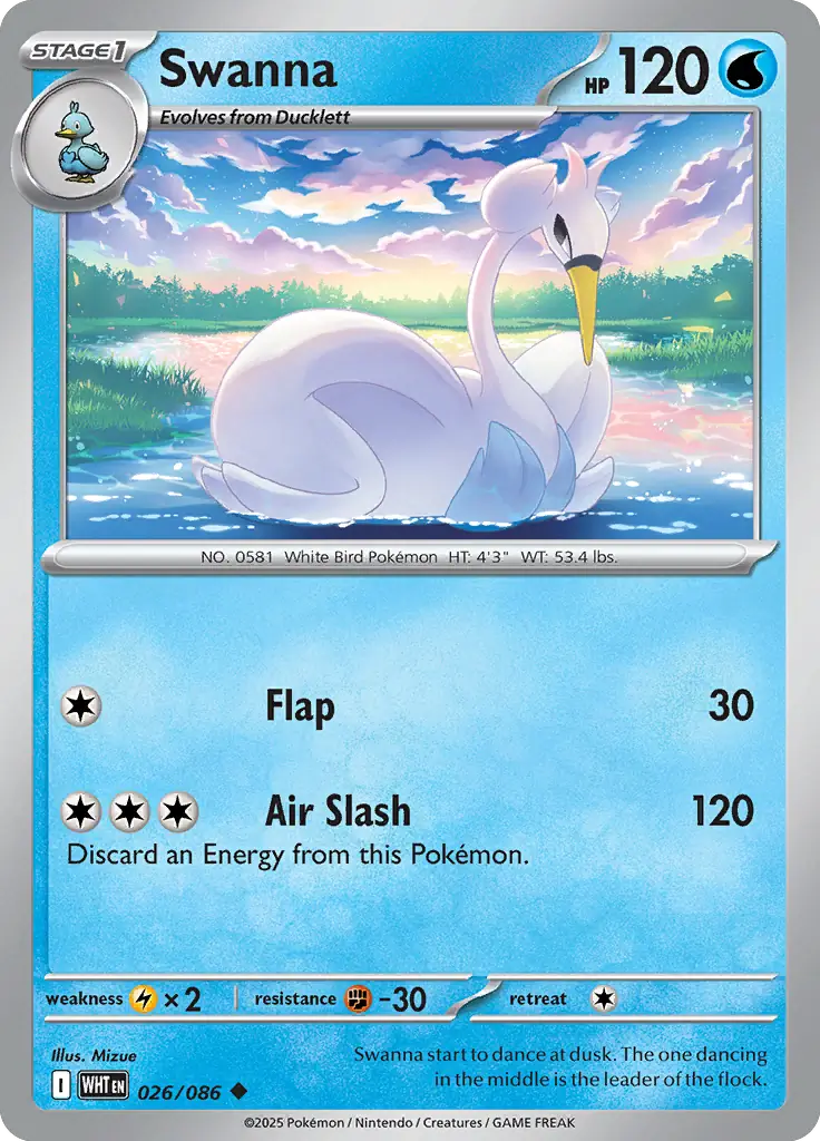 Swanna Pokemon card from White Flare