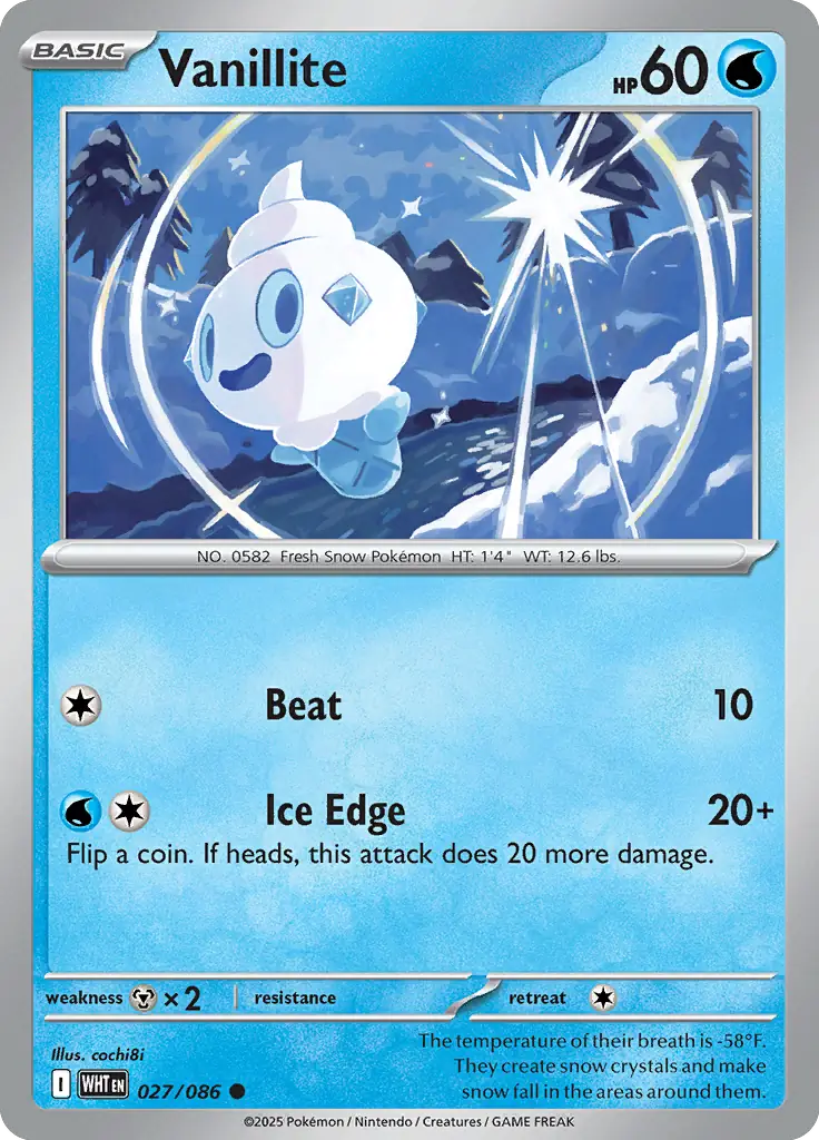 Vanillite Pokemon card from White Flare