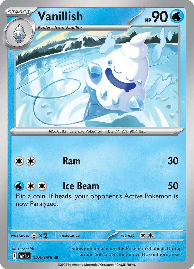 Vanillish Pokemon card from White Flare