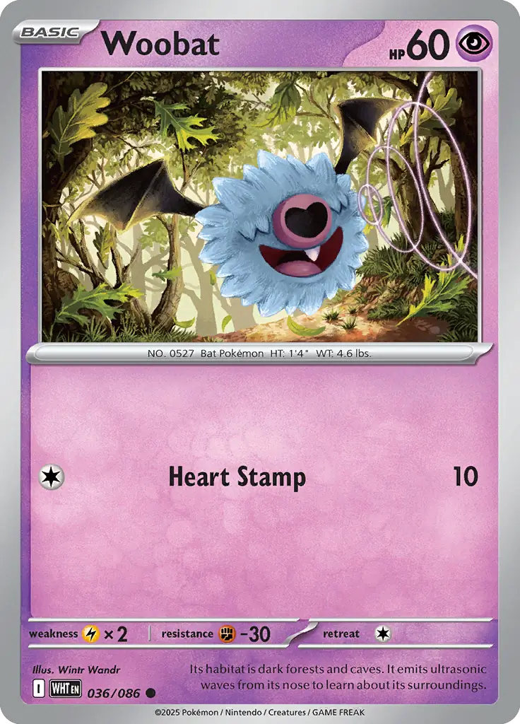 Woobat Pokemon card from White Flare
