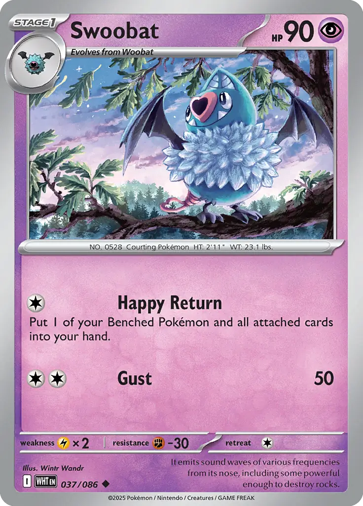 Swoobat Pokemon card from White Flare
