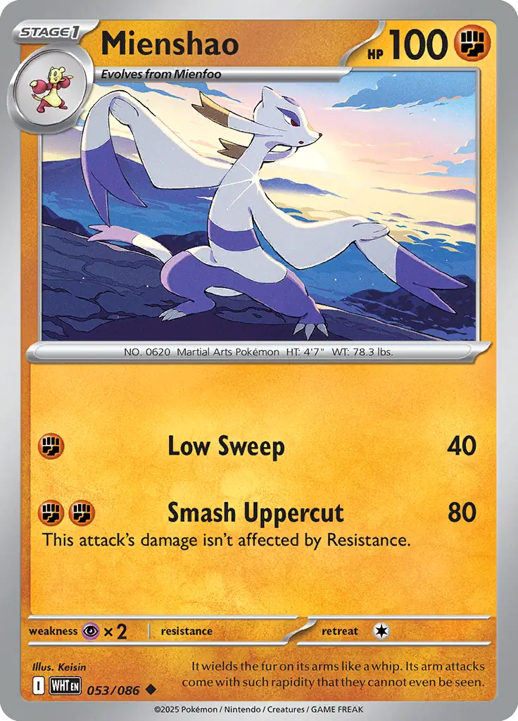 Mienshao Pokemon card from White Flare