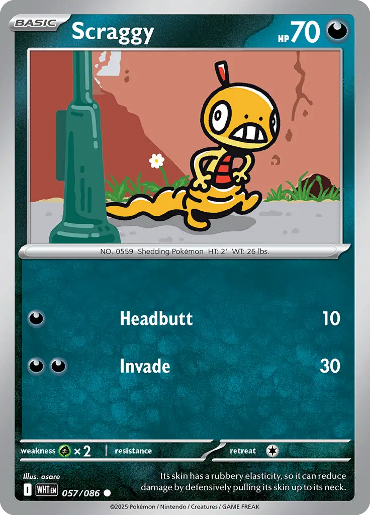 Scraggy Pokemon card from White Flare
