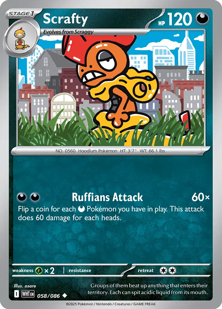 Scrafty Pokemon card from White Flare