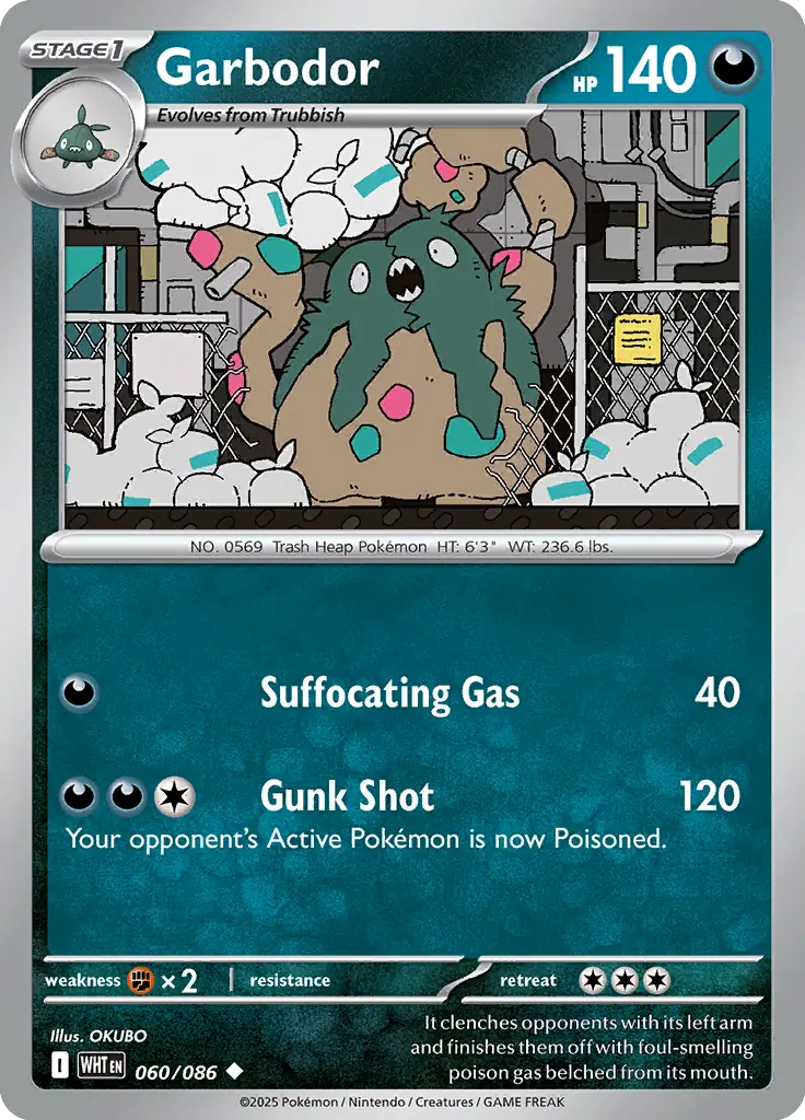 Garbodor Pokemon card from White Flare