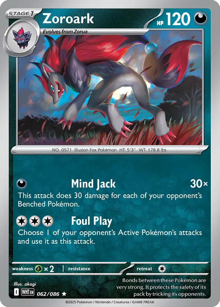 Zoroark Pokemon card from White Flare