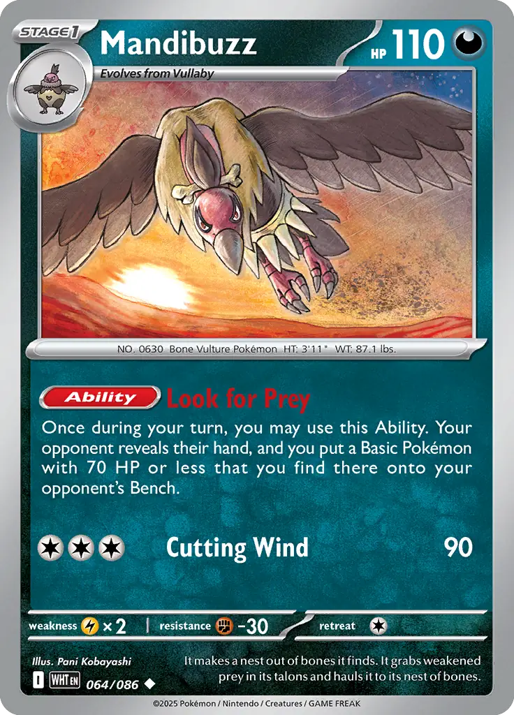 Mandibuzz Pokemon card from White Flare