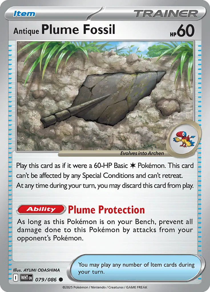 Antique Plume Fossil Pokemon card from White Flare