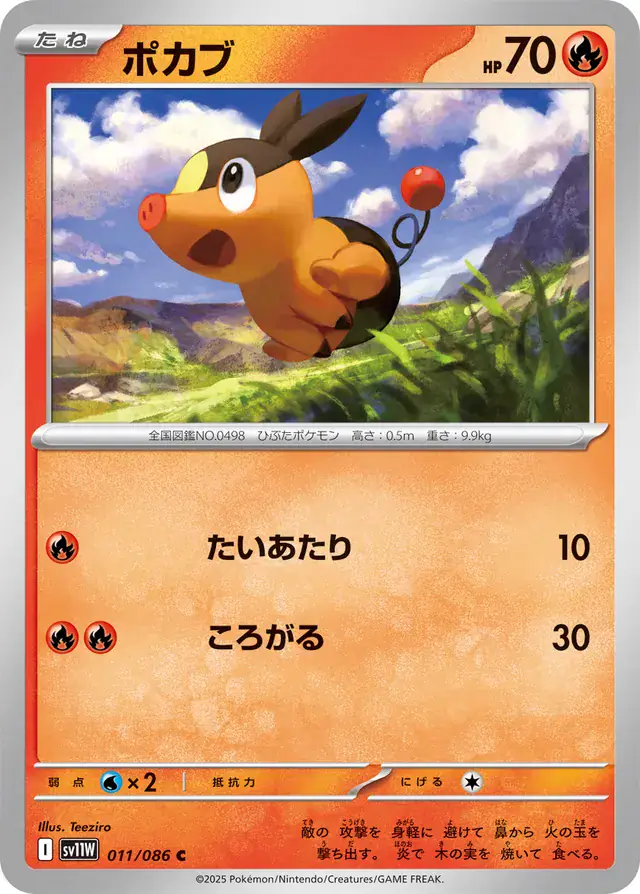 Tepig Pokemon card from White Flare Japanese