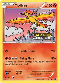 Moltres Prerelease Pokemon card from XY Black Star Promos