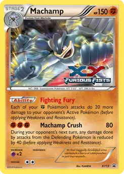 Machamp Prerelease Pokemon card from XY Black Star Promos