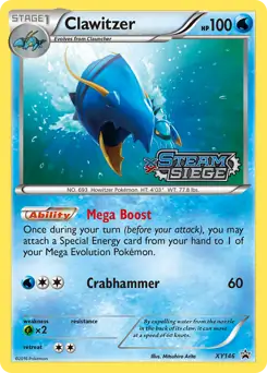 Clawitzer Prerelease Pokemon card from XY Black Star Promos